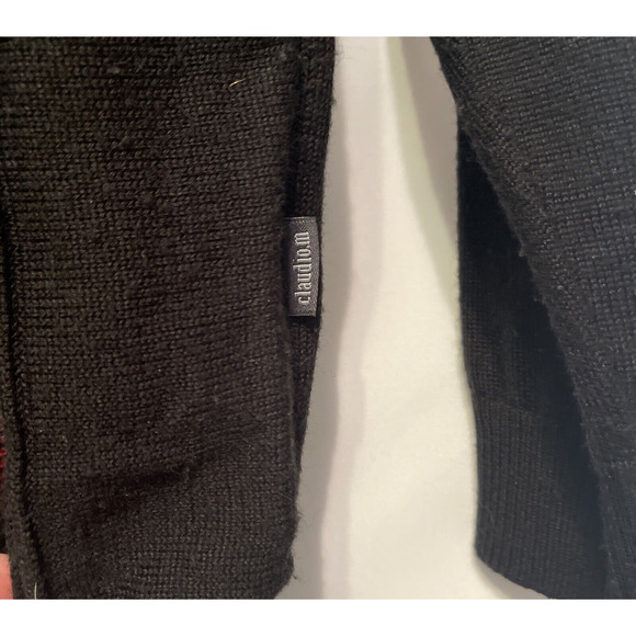 Vintage Claudio M Sweater Mens Medium Black Pullover Cable Knit 50% Wool - Picture 5 of 9